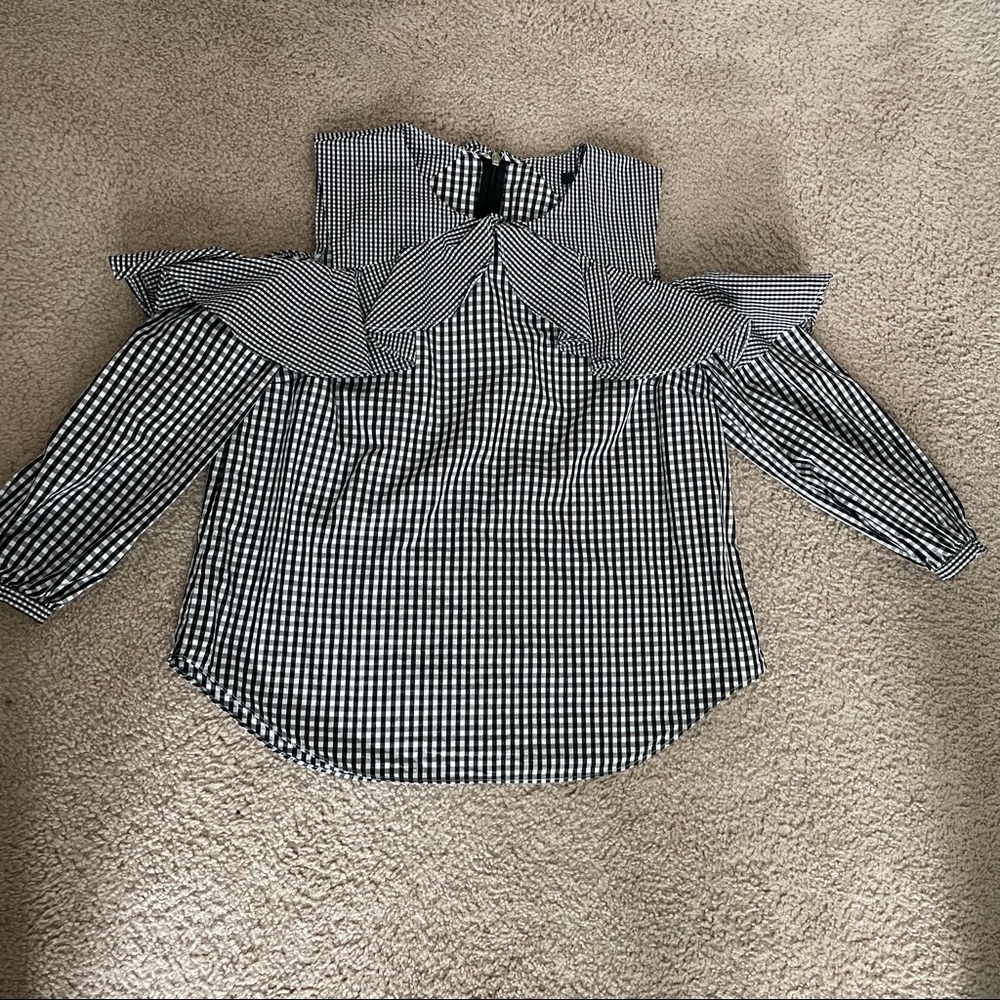 Lauren Ralph Lauren Cold Shoulder Gingham Blouse